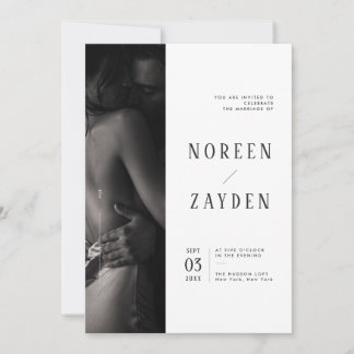 Simple Modern Editorial Photo Wedding Invitation