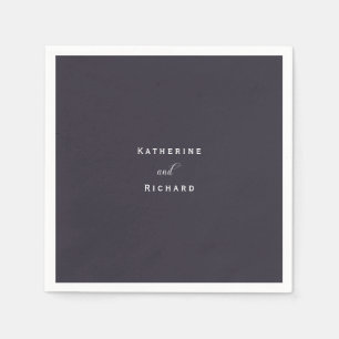 Simple Modern Eggplant Wedding Cocktail Napkin