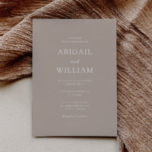 Simple Modern Elegance Pale Taupe Wedding Invitation
