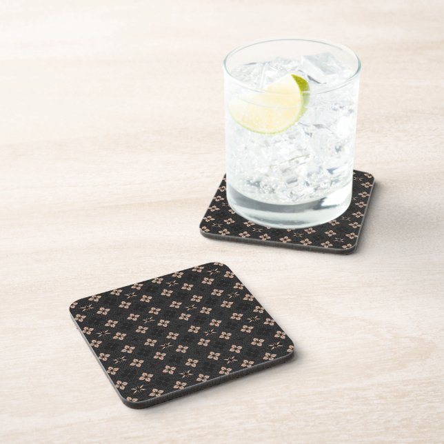Simple Modern Elegant Black and Blush Pink Pattern Coaster (Right Side)