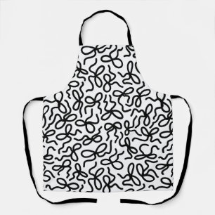 Simple Modern Elegant Black and White Bow Pattern Apron