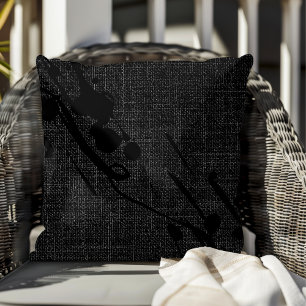 Simple Modern Elegant Black Faux Jute Burlap  Cushion