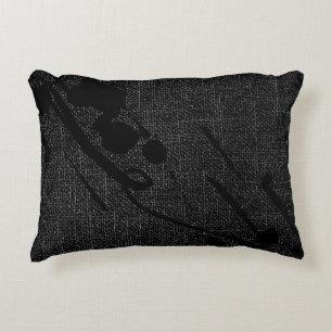 Simple Modern Elegant Black Faux Jute Burlap Decorative Cushion