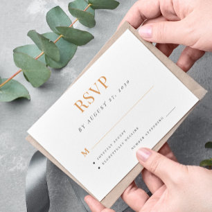 Simple modern elegant black white wedding RSVP card
