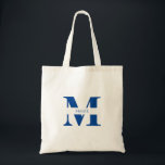 Simple Modern Elegant Blue Personalised Monogram Tote Bag<br><div class="desc">This elegant and modern tote bag, in a sophisticated shade of blue, is the perfect accessory for any party or bridesmaid gift. Designed with simplicity and style in mind, this trendy tote features a personalised monogram name and initials, that adds a unique, custom touch. The clean and chic design make...</div>