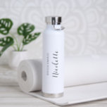 Simple Modern Elegant Bridesmaid Wedding Water Bottle<br><div class="desc">Modern black and white wedding water bottle featuring a simple and minimalist design with "bridesmaid" along with her name in an elegant script.  A cute and girly gift for your bridesmaids.</div>