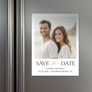 Simple Modern Elegant Calligraphy Gold Wedding Magnetic Invitation