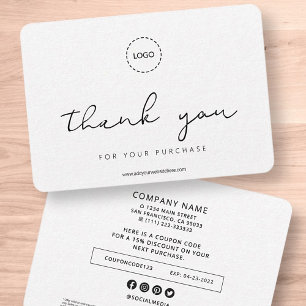 Simple Modern Elegant Chic Business Promo Coupon Thank You Card