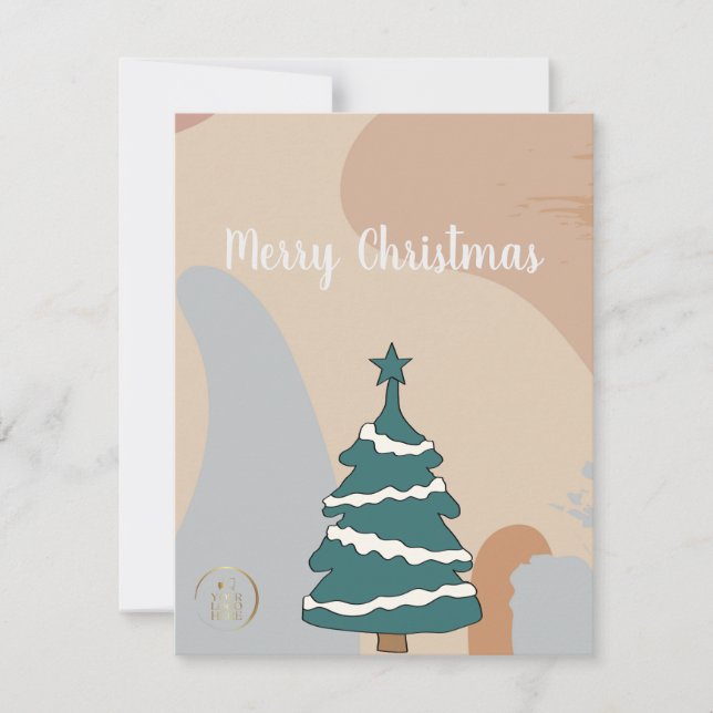 Simple Modern Elegant Christmas Card for Customers (Front)