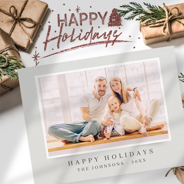 Simple Modern Elegant Christmas Custom Photo Postcard (Creator Uploaded)
