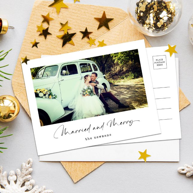 Simple Modern Elegant Christmas Photo Holiday Postcard (Creator Uploaded)