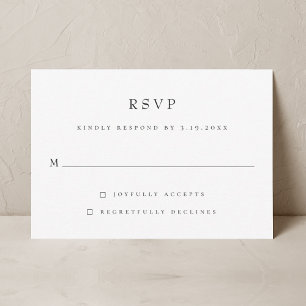 Simple Modern Elegant Classic Wedding RSVP  Card