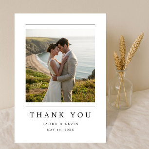 Simple Modern Elegant Coastal Photo Wedding Thank You Card