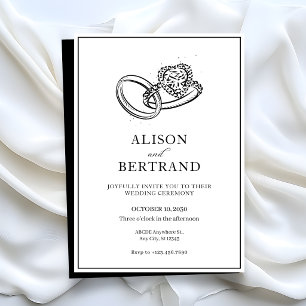 Simple Modern elegant couple ring wedding  Invitation