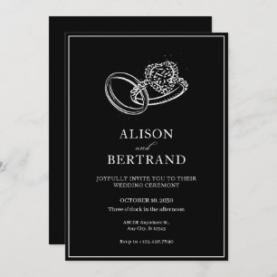 Simple Modern elegant couple ring wedding  Invitation