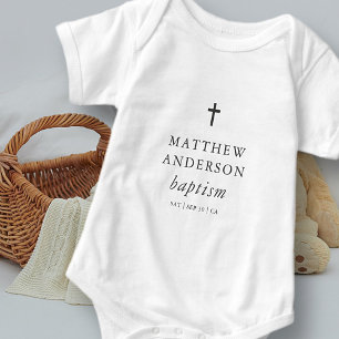 Simple Modern Elegant Cross Baby Baptism Baby Bodysuit