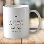 Simple Modern Elegant Cross Baby Baptism Coffee Mug<br><div class="desc">Design is composed of simple typography with sans serif and serif font.</div>