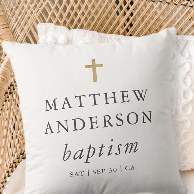 Simple Modern Elegant Cross Baby Baptism Cushion (Creator Uploaded)