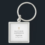 Simple Modern Elegant Cross Baby Baptism Key Ring<br><div class="desc">Design is composed of simple typography with sans serif and serif font.</div>