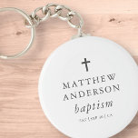 Simple Modern Elegant Cross Baby Baptism Key Ring<br><div class="desc">Design is composed of simple typography with sans serif and serif font.</div>