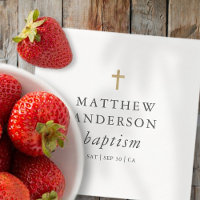 Simple Modern Elegant Cross Baby Baptism