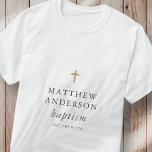 Simple Modern Elegant Cross Baby Baptism T-Shirt<br><div class="desc">Design is composed of simple typography with sans serif and serif font.</div>