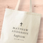 Simple Modern Elegant Cross Baby Baptism Tote Bag<br><div class="desc">Design is composed of simple typography with sans serif and serif font.</div>