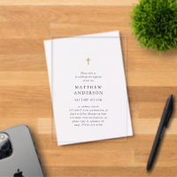 Simple Modern Elegant Cross Baby Boy Baptism