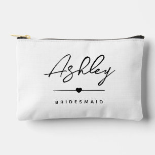 Simple Modern Elegant Custom Bridesmaid Name Accessory Pouch