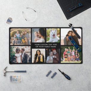Simple Modern Elegant Custom Text 8 Photo Keepsake Desk Mat