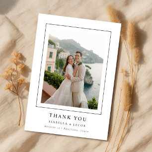 Simple Modern Elegant Destination Wedding Photo Thank You Card