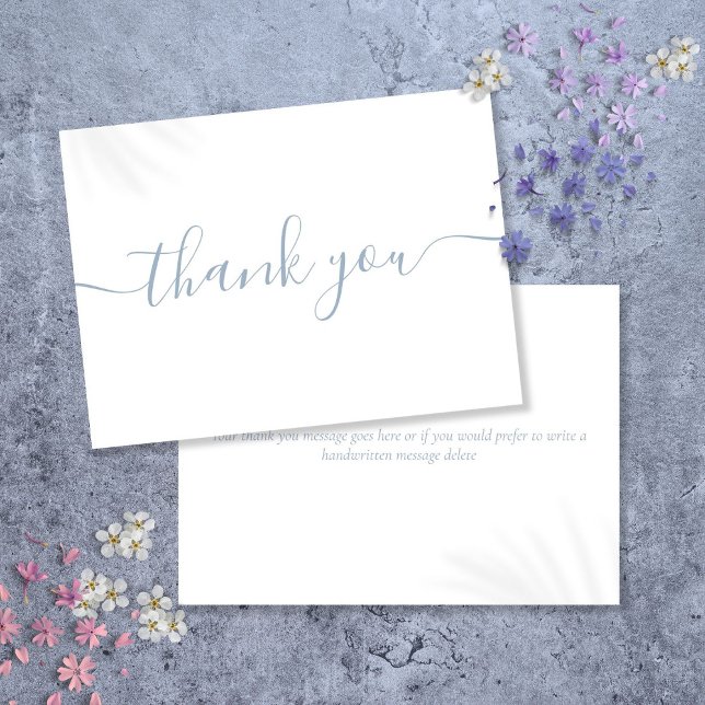 Simple Modern Elegant Dusty Blue Script Thank You Card (Simple Modern Elegant Dusty Blue Script Thank You Card)