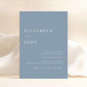 Simple Modern Elegant Dusty Blue Wedding  Invitation