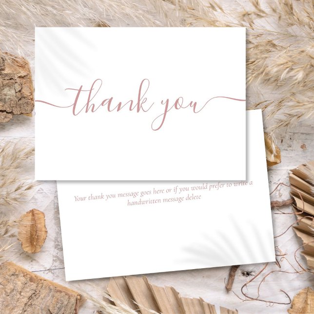 Simple Modern Elegant Dusty Rose Script Thank You Card (Simple Modern Elegant Dusty Rose Script Thank You Card)