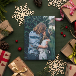 Simple Modern Elegant Engaged Photo   Christmas   Card