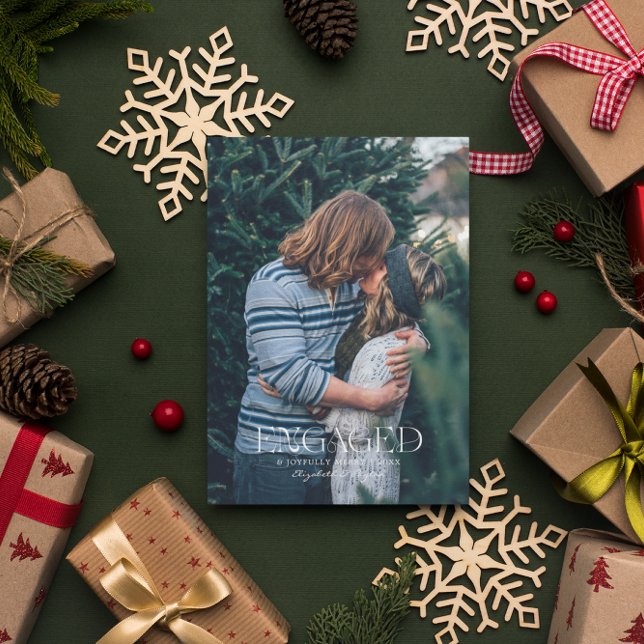 Simple Modern Elegant Engaged Photo | Christmas   Card (Creator Uploaded)