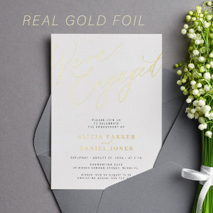 Simple modern elegant engagement party gold