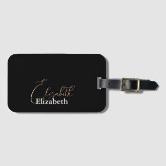 Simple Modern Elegant First Name Black and White Luggage Tag