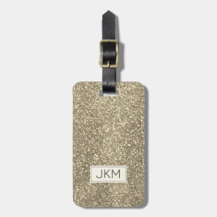 Simple Modern Elegant Glitter monogrammed Name Luggage Tag