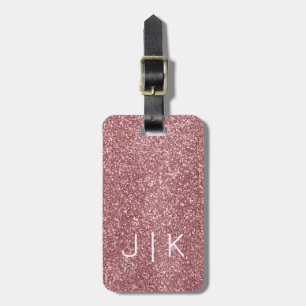Simple Modern Elegant Glitter monogrammed Name Luggage Tag