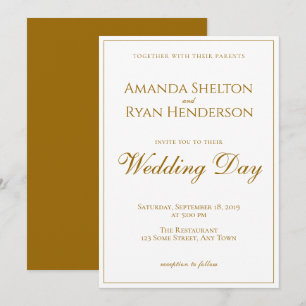Simple Modern Elegant Golden Script Wedding Invitation