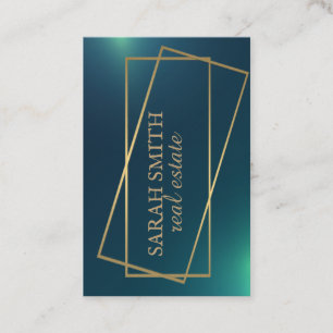 Simple Modern Elegant Green Golden Real Estate Business Card