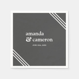Simple Modern Elegant Grey Wedding Napkin