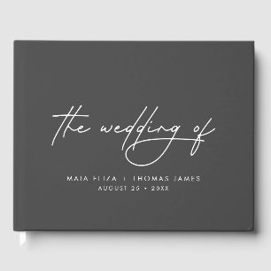 Simple Modern Elegant Monochrome Wedding Guest Book