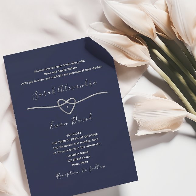 Simple Modern Elegant Navy Blue Wedding Invitation (Creator Uploaded)