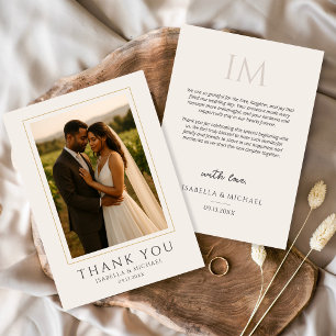 Simple Modern Elegant Photo Wedding Thank You Card