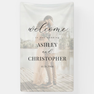 Simple Modern Elegant Photo Wedding Welcome Banner
