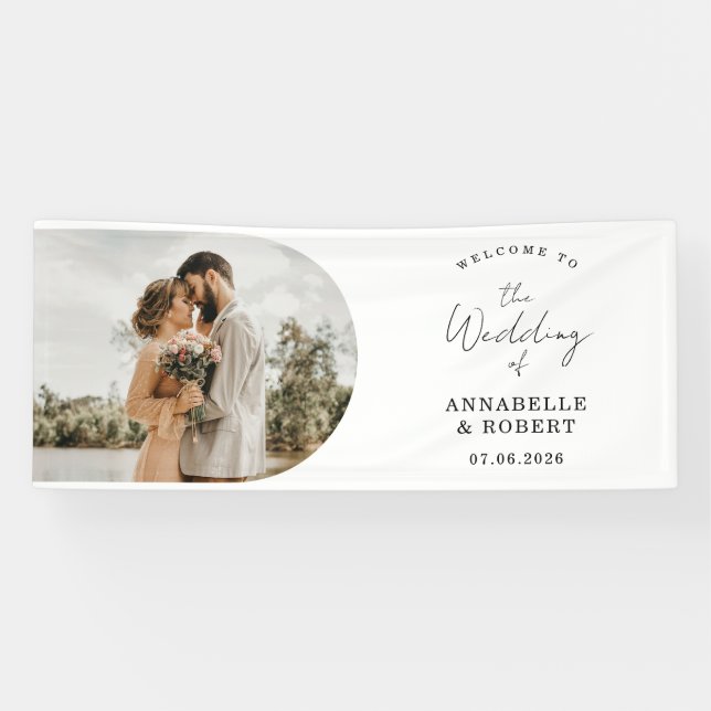 Simple Modern Elegant Photo Welcome Wedding Banner (Horizontal)
