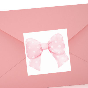 Simple Modern Elegant Pink Bow Square Sticker