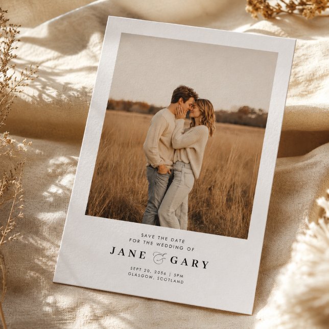 Simple Modern Elegant Rustic Boho Photo Budget Save The Date (Creator Uploaded)